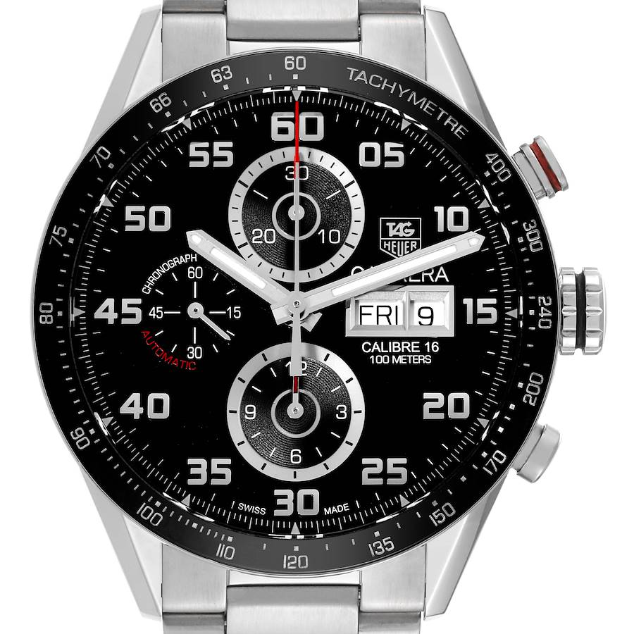 Tag Heuer Carrera Black Dial Chronograph Steel Mens Watch CV2A1R SwissWatchExpo