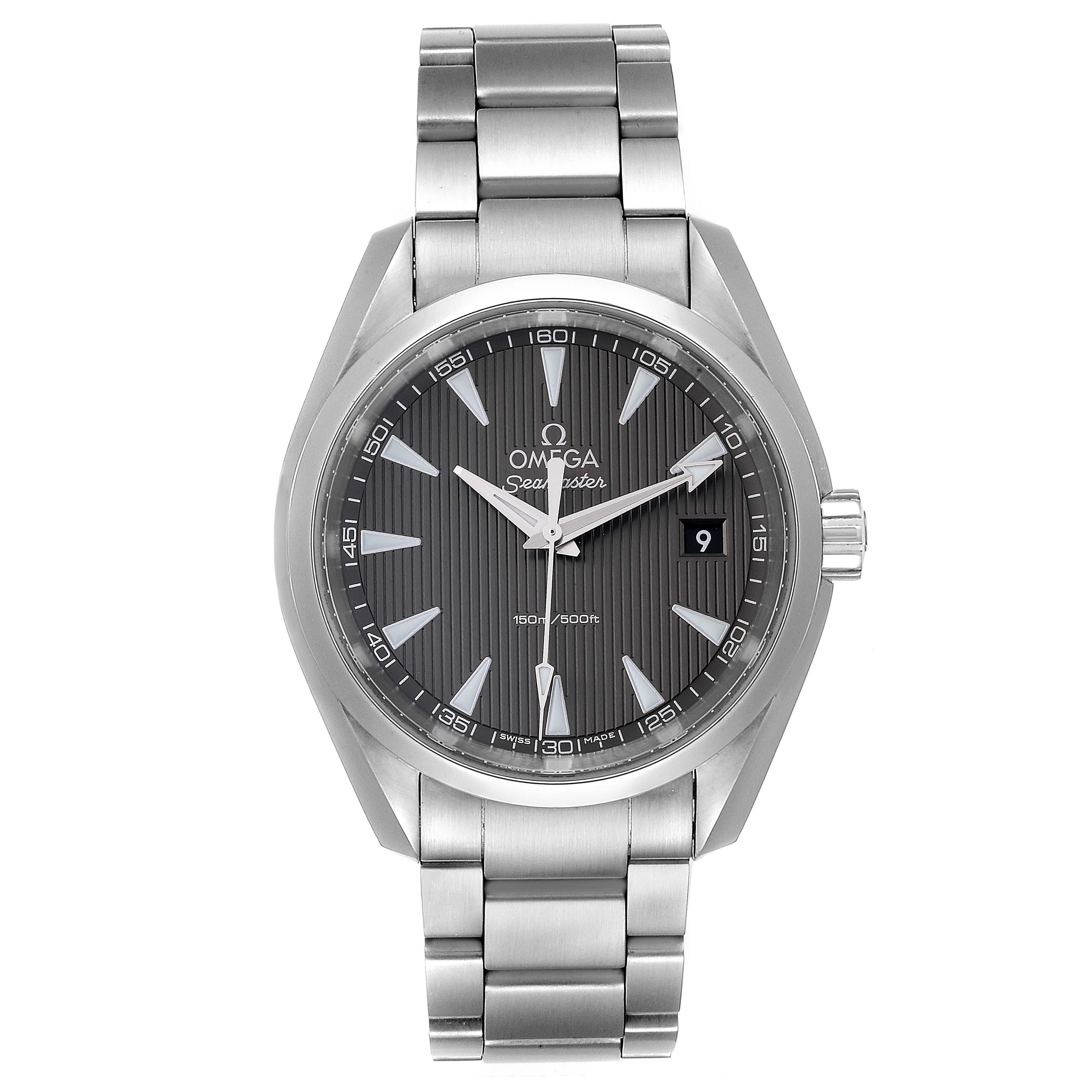 The image shows a front view of an Omega Seamaster 231.10.39.60.06.001 Men's Stainless Steel Grey Dial 231.10.39.60.06.001 Men's Stainless Steel Grey Dial watch, displaying the dial, bezel, crown, and stainless steel bracelet.
