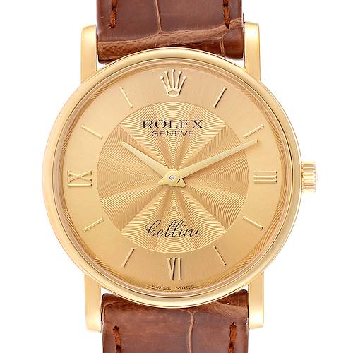 Photo of Rolex Cellini Classic 18K Yellow Gold Decorated Dial Watch 5115 Box Papers