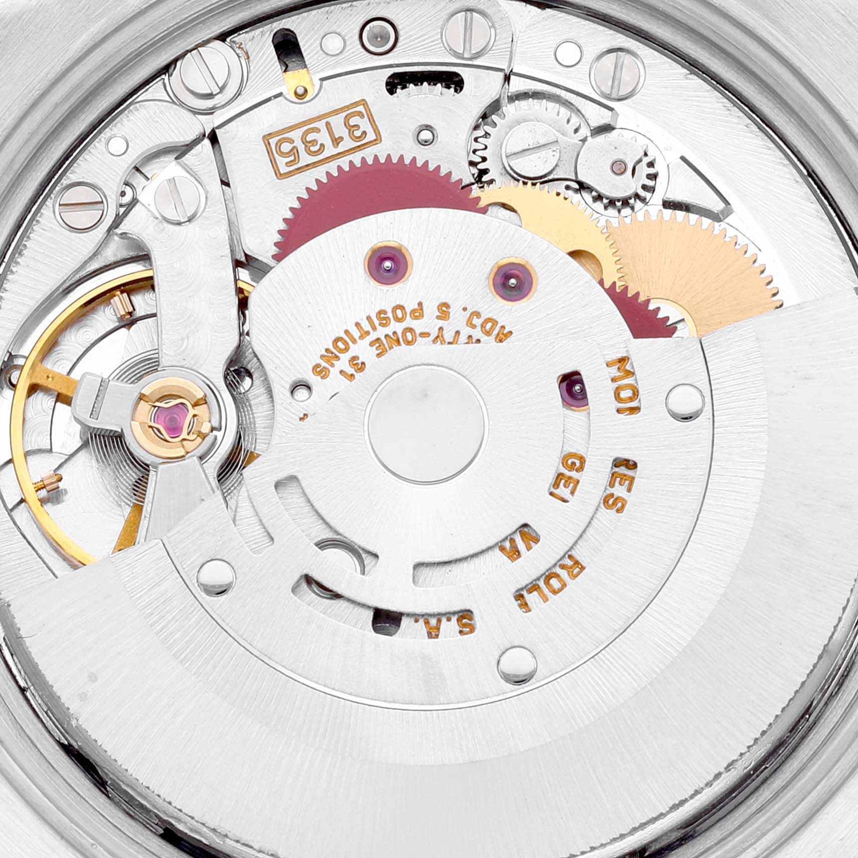 This image shows the movement mechanism of the Rolex Date 15200 Men's Stainless Steel White Dial 15200 Men's Stainless Steel White Dial model watch from a close-up angle.