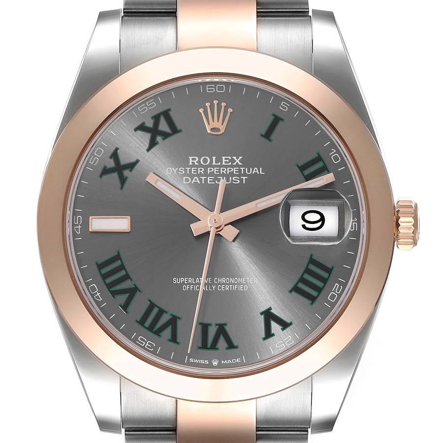 Rolex Datejust 41 Steel Rose Gold Wimbledon Dial Mens Watch 126301 Unworn SwissWatchExpo