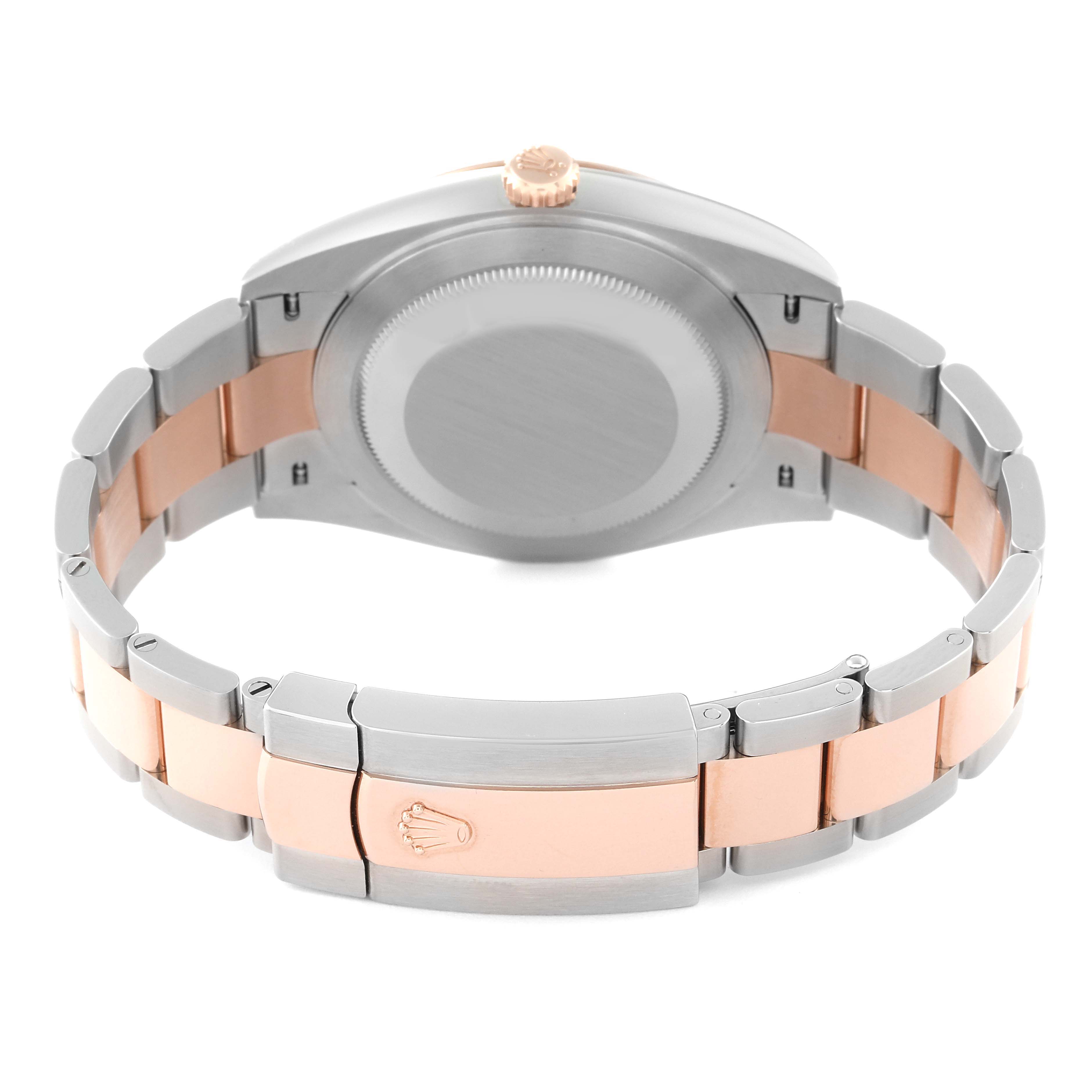 The image shows the back of the Rolex Datejust 41 126301 Men's Steel and Gold (two tone) Grey Dial 126301 Men's Steel and Gold (two tone) Grey Dial watch, highlighting the case, bracelet, and clasp.