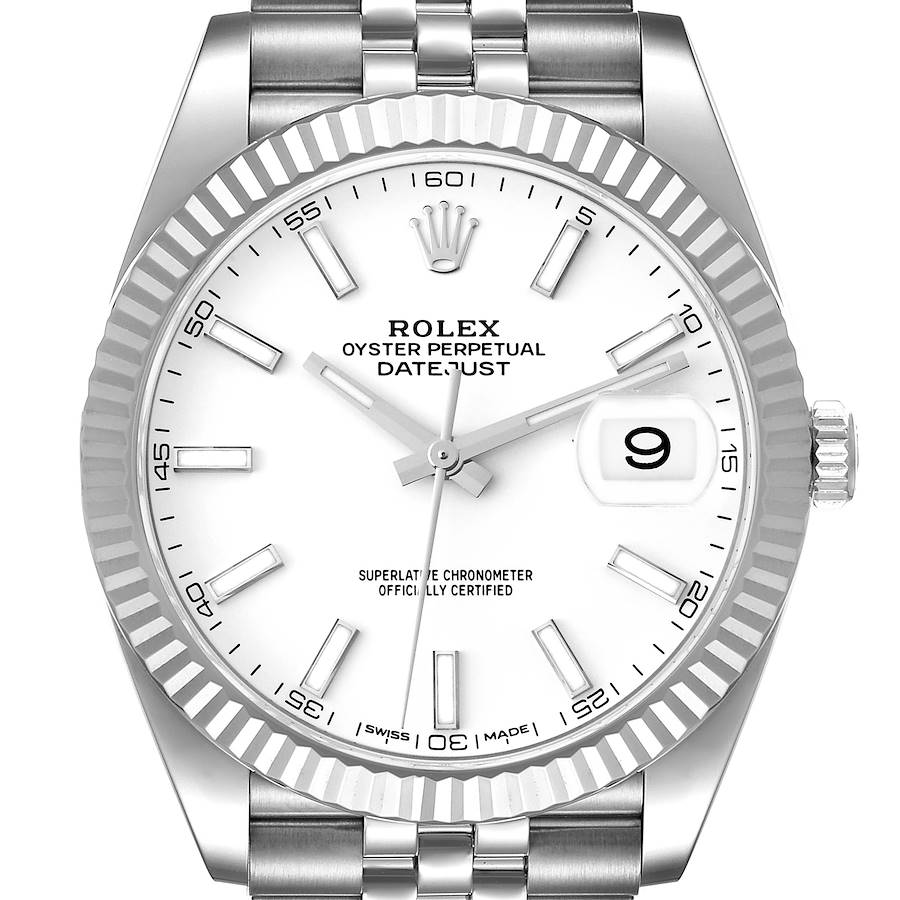 Rolex Datejust 41 Steel White Gold White Dial Mens Watch 126334 Box Card SwissWatchExpo