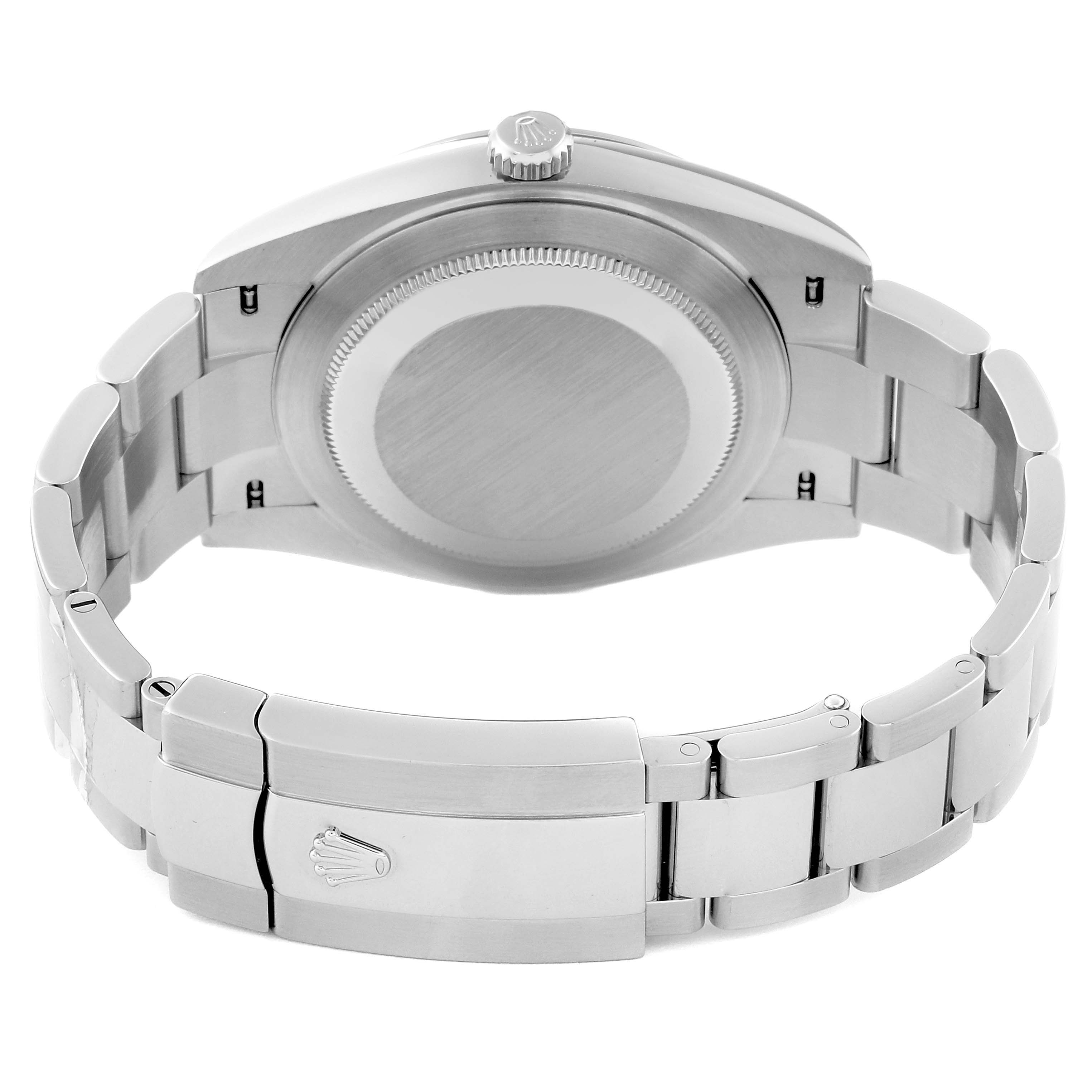 The image shows the back and bracelet of the Rolex Datejust 41 126300 Men's Stainless Steel White Dial 126300 Men's Stainless Steel White Dial, including the case back and clasp with the Rolex logo.