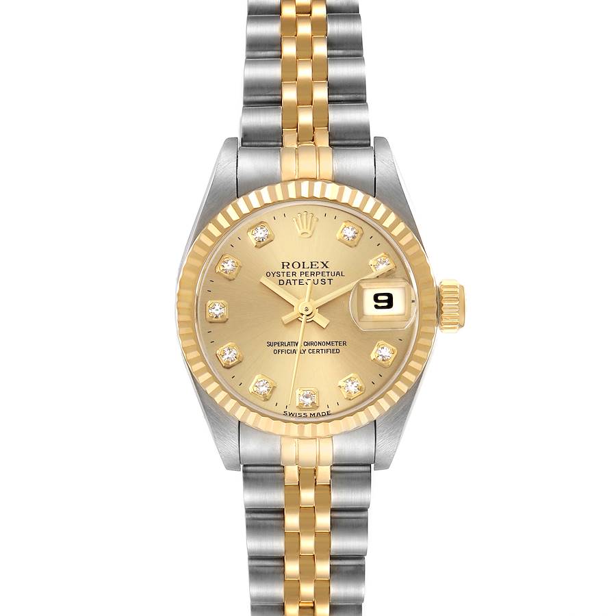 Rolex Datejust Steel Yellow Gold Diamond Dial Ladies Watch 69173 SwissWatchExpo