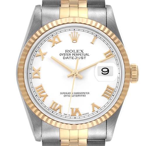 Photo of Rolex Datejust White Roman Dial Mens Watch 16233