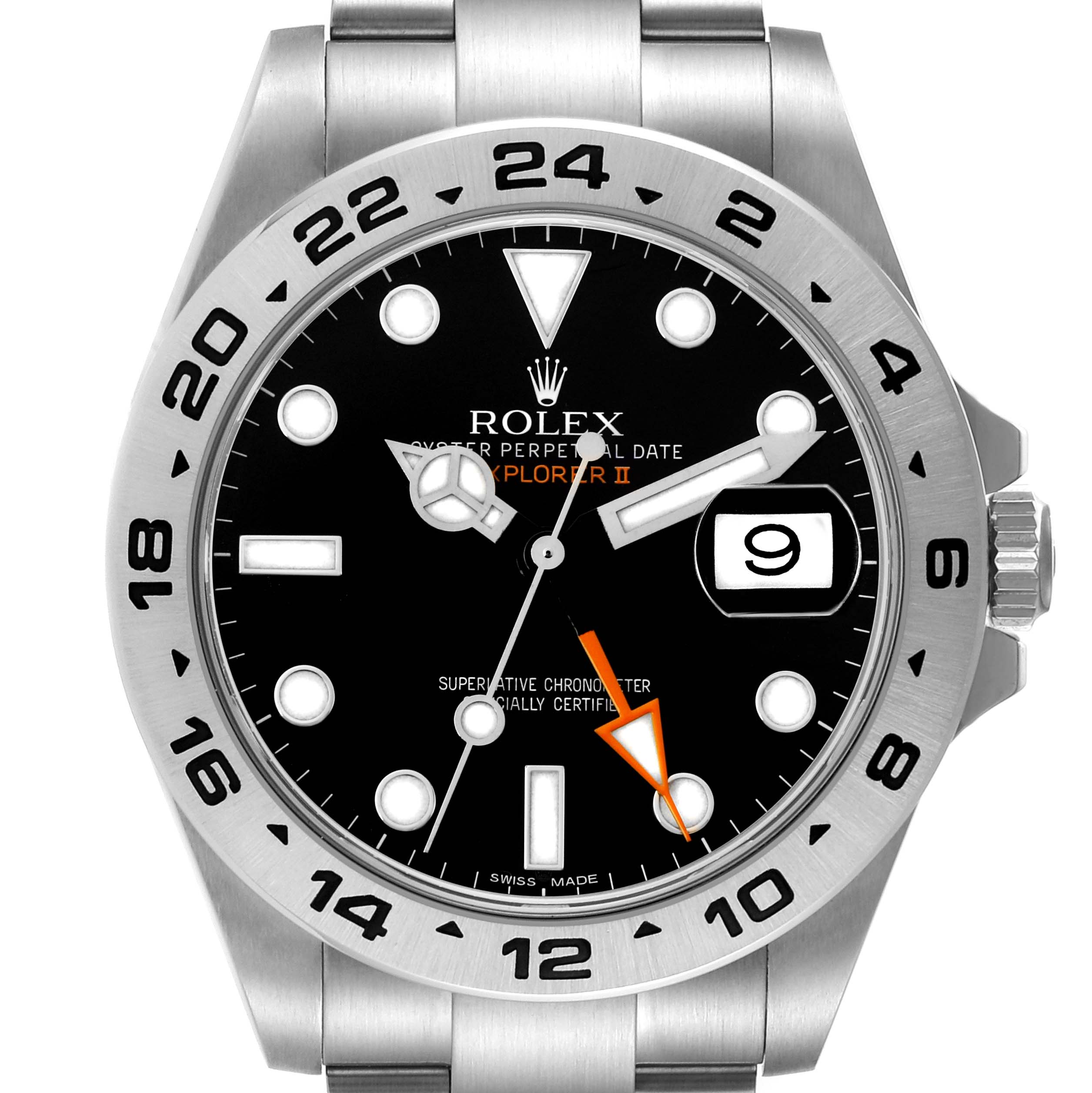 The Rolex Explorer 216570 Men
s Stainless Steel Black Dial 216570 Men
s Stainless Steel Black Dial watch is shown from the front, highlighting the dial, bezel, hands, and bracelet.