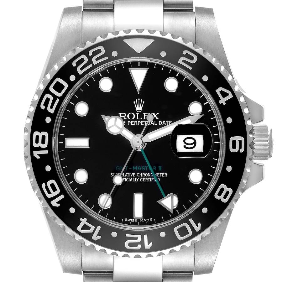 Rolex GMT Master II Green Hand Steel Mens Watch 116710 Box Card SwissWatchExpo