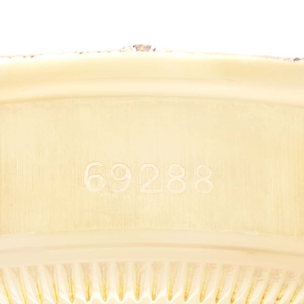 This image shows a close-up of the model number "69288" on the caseback of the Rolex President 69288G Women's Yellow Gold Black Dial 69288G Women's Yellow Gold Black Dial watch.