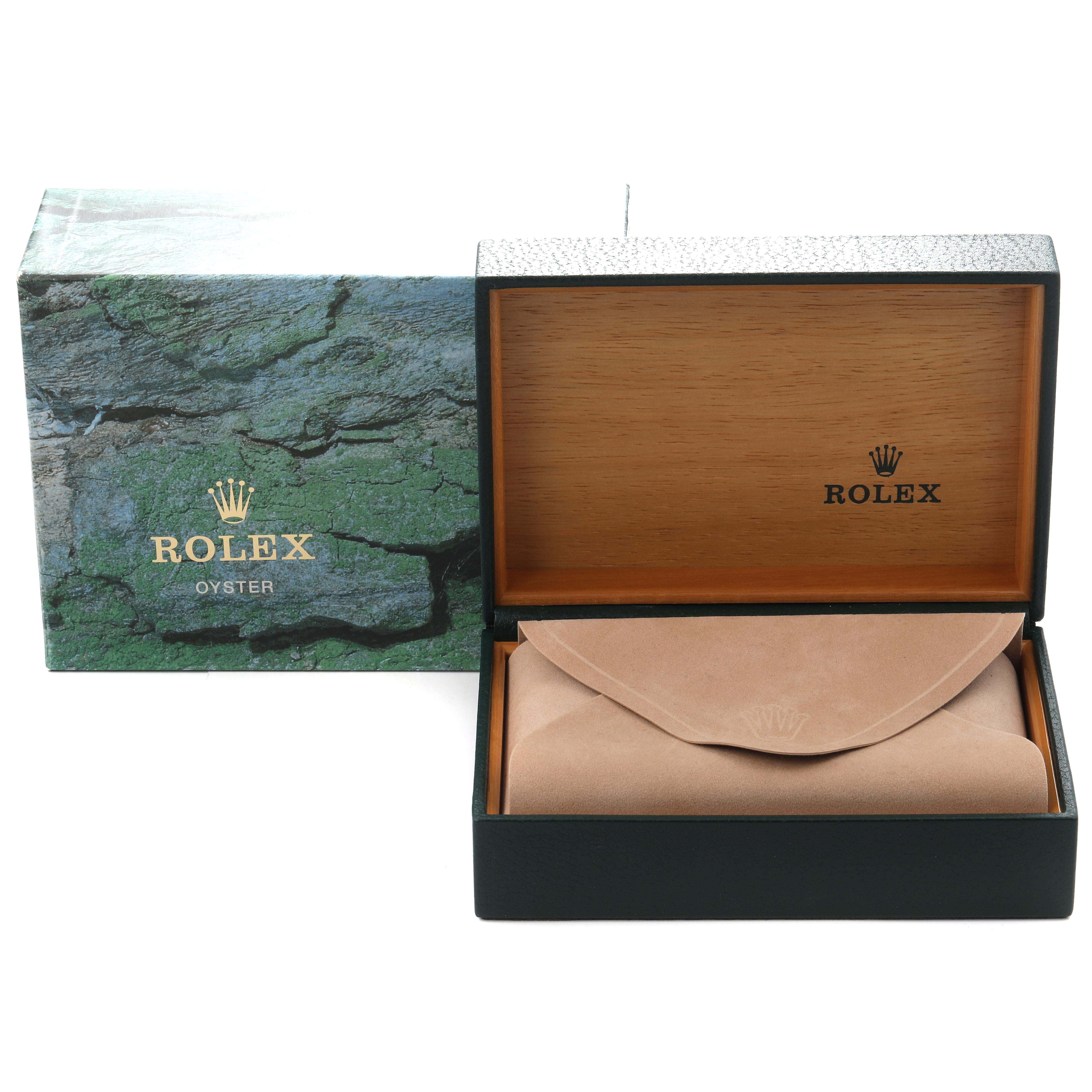 The image shows the Rolex Yacht-Master 169622 Women's Stainless Steel Silver Dial box set opened, displaying the padded case and exterior box.