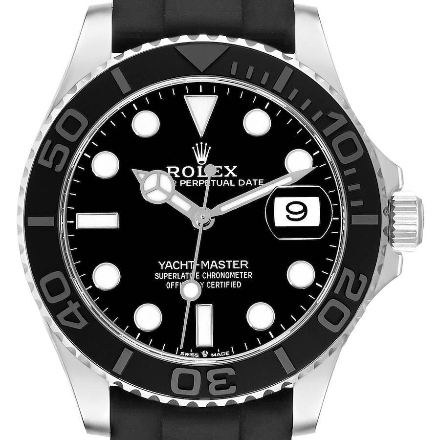 Rolex Yachtmaster White Gold Oysterflex Bracelet Mens Watch 226659 Box Card SwissWatchExpo