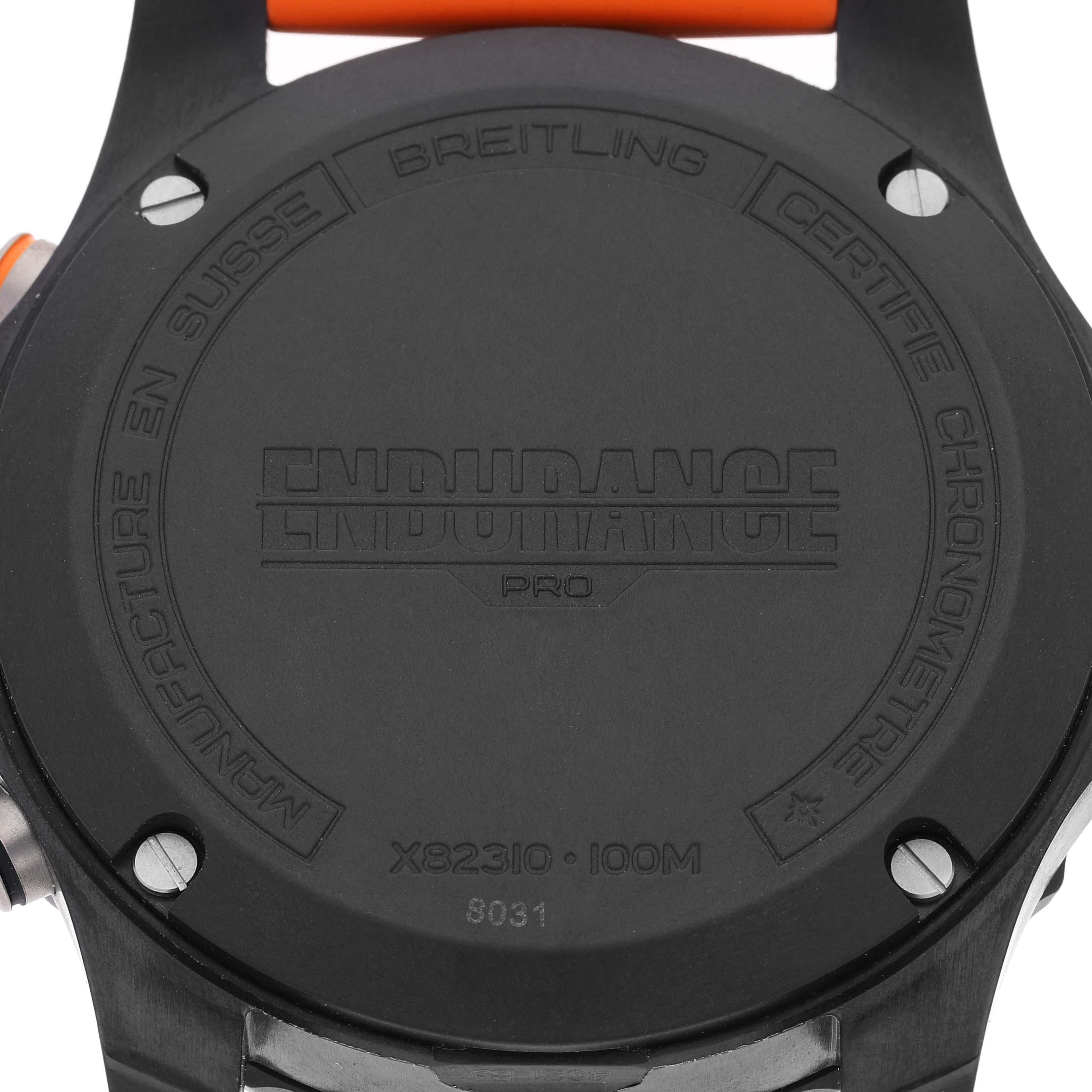 The image shows the back case of a Breitling Professional Series X82310 Men's Ceramic Black Dial X82310 Men's Ceramic Black Dial Endurance Pro watch.