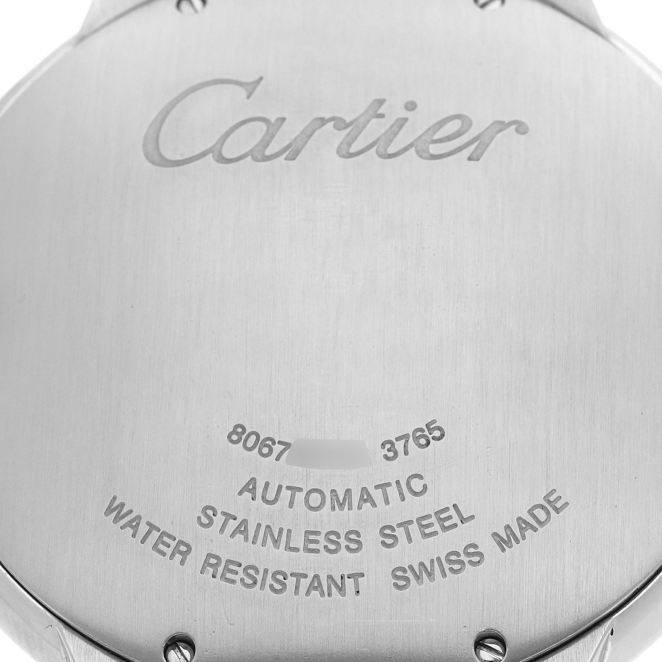This image shows the back case of the Ballon Bleu model by Cartier, highlighting its engravings.