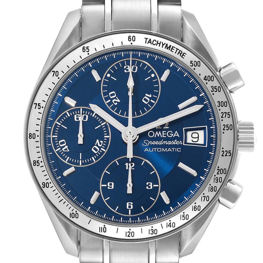 Omega Speedmaster Date Automatic Blue Dial Steel Mens Watch 3513.80.00 Box Card SwissWatchExpo