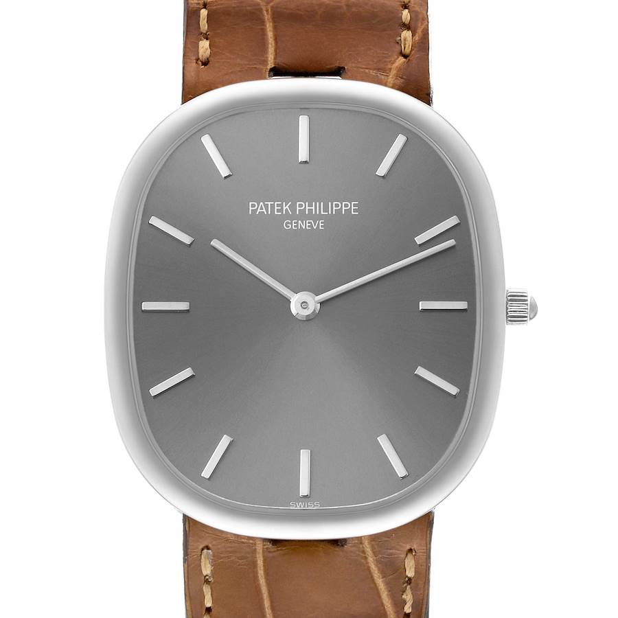 Patek Philippe Golden Ellipse White Gold Gray Dial Watch 3738/100G SwissWatchExpo