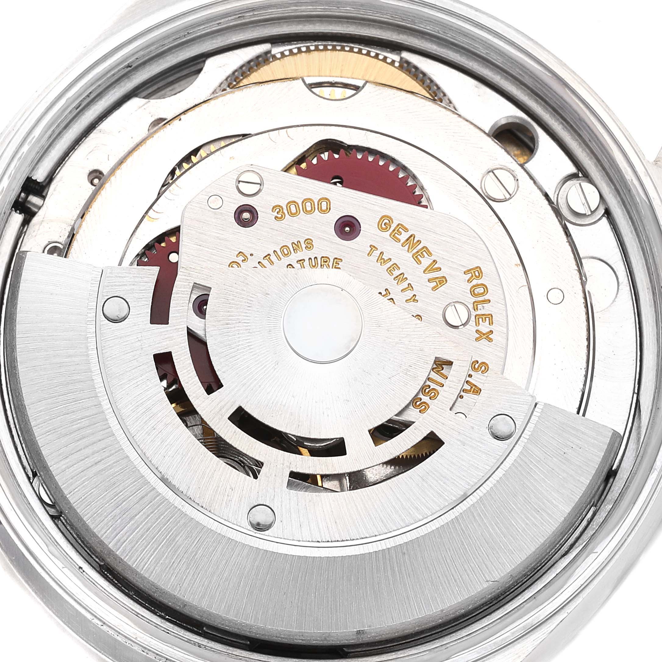 This image shows the inner mechanism of a Rolex Air-King 14000 Men's Stainless Steel Blue Dial 14000 Men's Stainless Steel Blue Dial watch, highlighting the rotor and movement components from a top-down view.