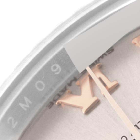 The image shows a close-up of a Rolex Datejust 279171 Women's Steel and Gold (two tone) Silver Dial 279171 Women's Steel and Gold (two tone) Silver Dial watch, highlighting its dial, hands, and part of the Roman numeral XII.