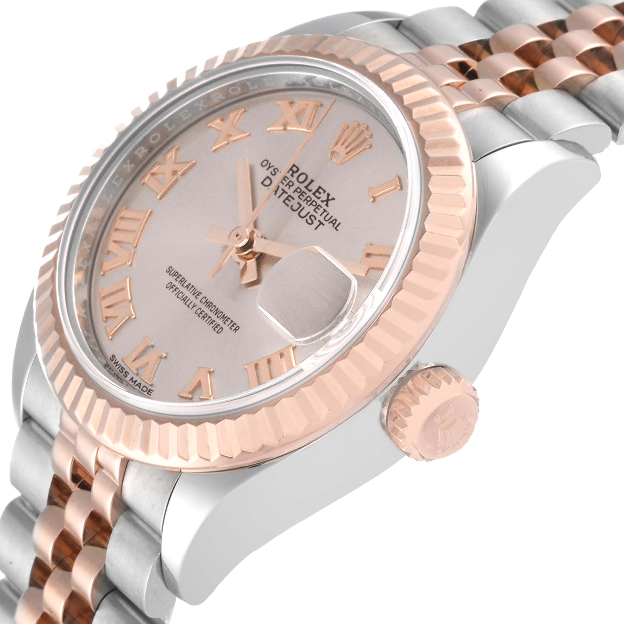 The image shows a close-up angled view of the face, bezel, crown, and part of the bracelet of the Rolex Datejust 279171 Women's Steel and Gold (two tone) Silver Dial 279171 Women's Steel and Gold (two tone) Silver Dial watch.