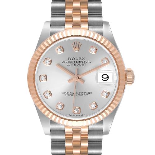 Photo of Rolex Datejust 31 Midsize Steel Rose Gold Diamond Ladies Watch 278271 Unworn