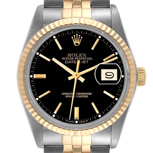 Photo of Rolex Datejust 36 Steel Yellow Gold Black Dial Vintage Mens Watch 16013