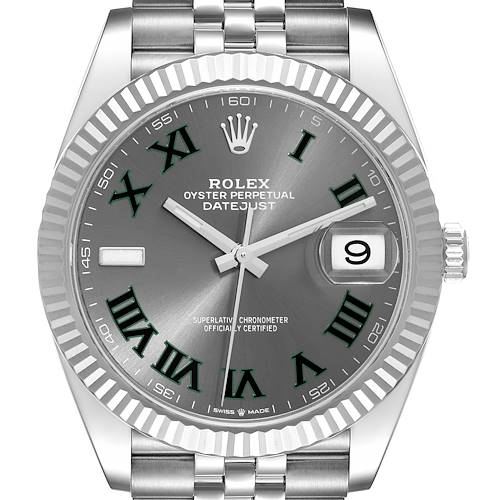 Photo of Rolex Datejust 41 Steel White Gold Wimbledon Dial Mens Watch 126334 Box Card