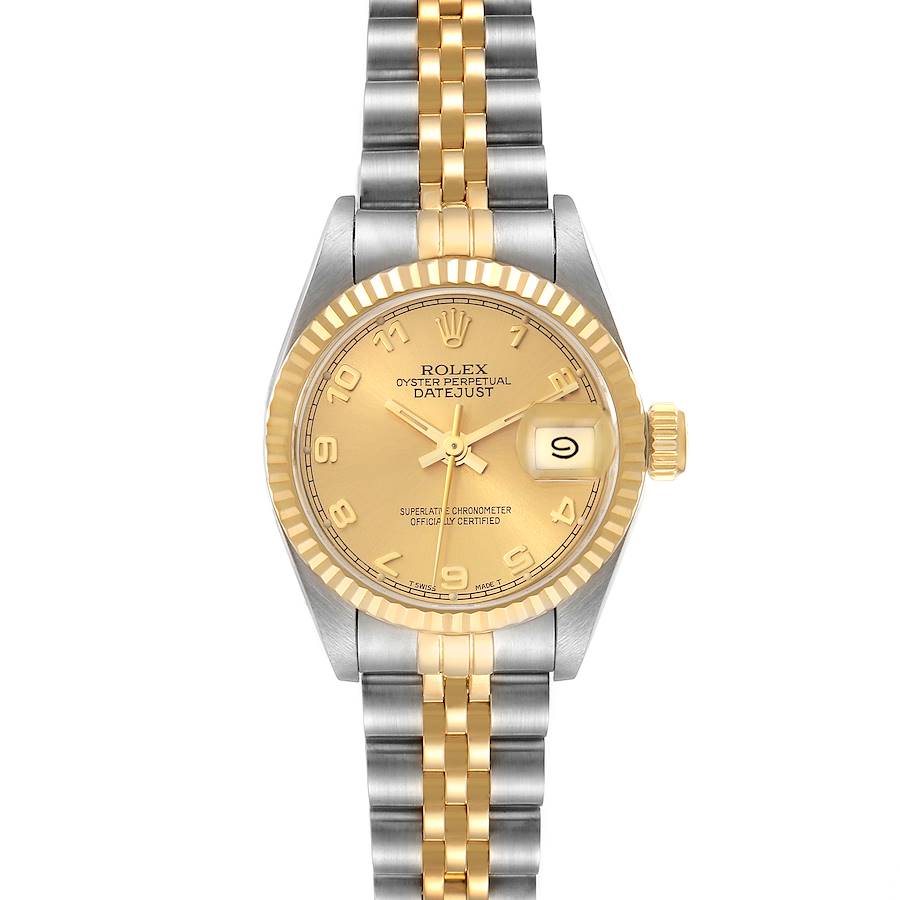 Rolex Datejust Steel Yellow Gold Champagne Dial Ladies Watch 69173 SwissWatchExpo