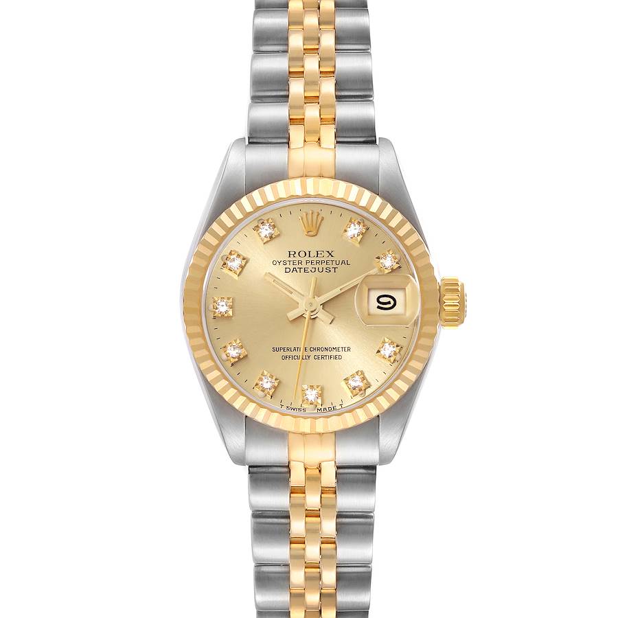 Rolex Datejust Steel Yellow Gold Diamond Dial Ladies Watch 69173 SwissWatchExpo