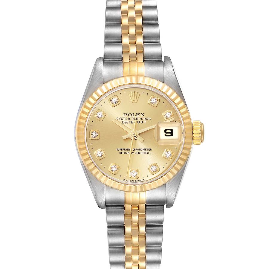 Rolex Datejust Steel Yellow Gold Diamond Ladies Watch 69173 Box Papers SwissWatchExpo