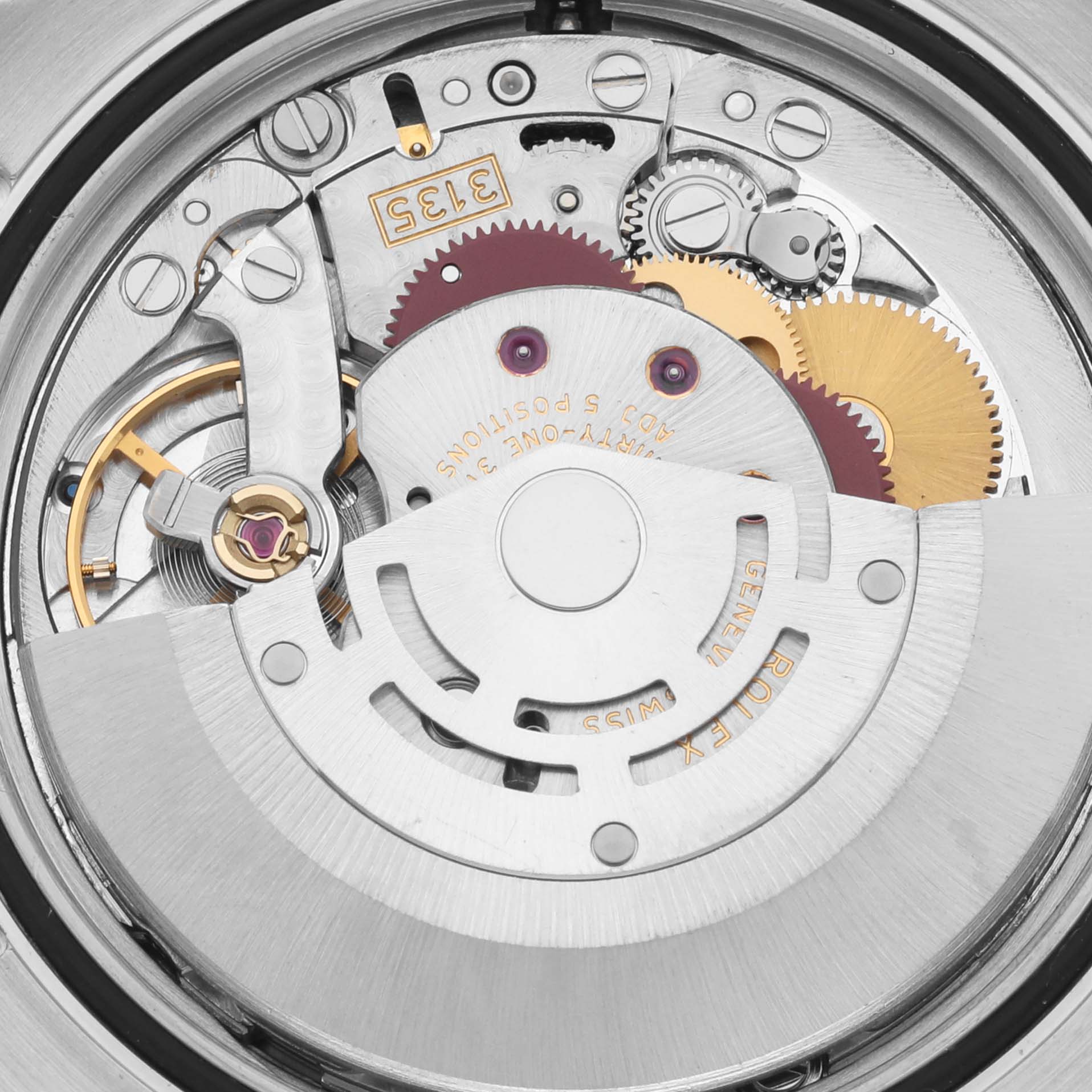 This image shows the intricate back and internal mechanism of a Rolex Turn-o-Graph 116263 Men's Steel and Gold (two tone) White Dial 116263 Men's Steel and Gold (two tone) White Dial watch.