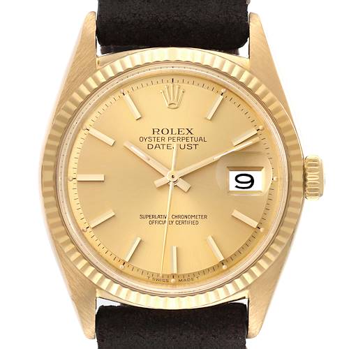 Photo of Rolex Datejust Yellow Gold Champagne Dial Vintage Mens Watch 1601