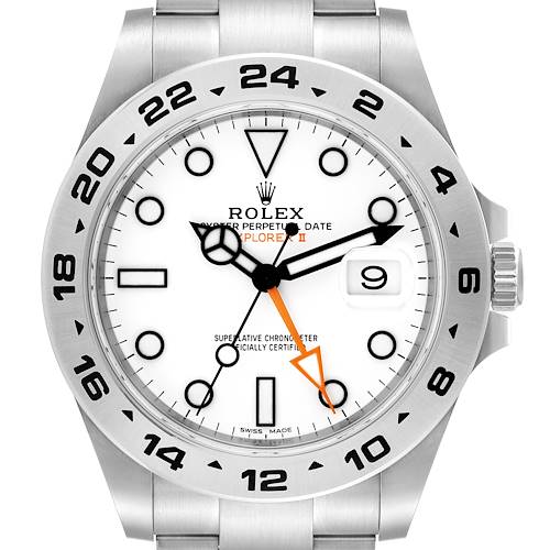 Photo of Rolex Explorer II 42 White Dial Orange Hand Steel Mens Watch 216570 Box Card