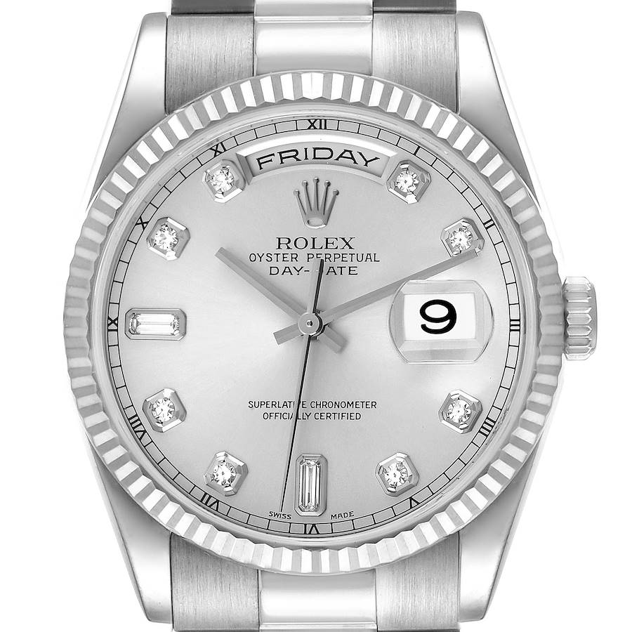 Rolex President Day-Date White Gold Diamond Dial Mens Watch 118239 SwissWatchExpo