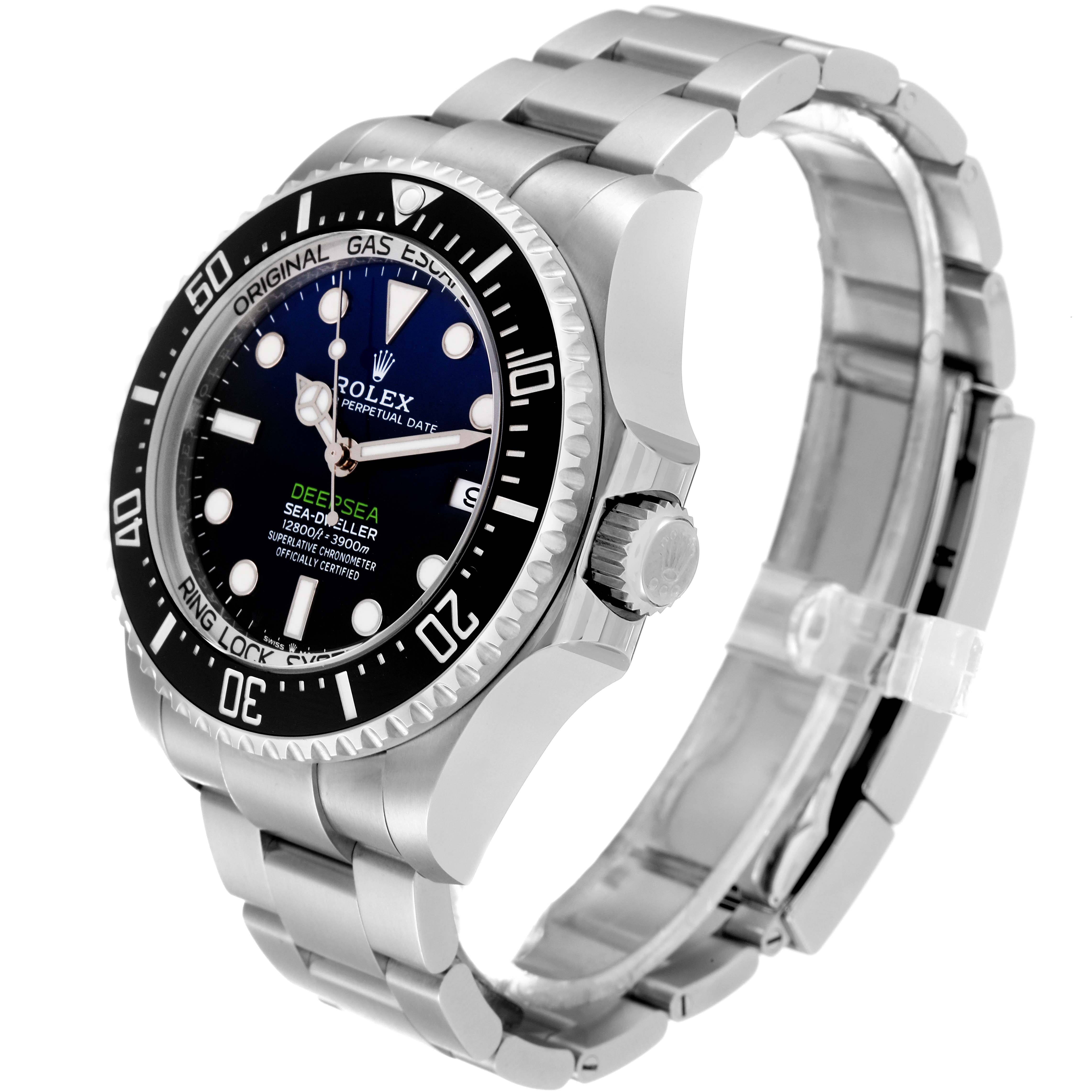 The image shows a Rolex Sea-Dweller 136660 Men
s Stainless Steel Black Dial 136660 Men
s Stainless Steel Black Dial watch in a three-quarter angle, showcasing the face, bezel, crown, and metal bracelet.