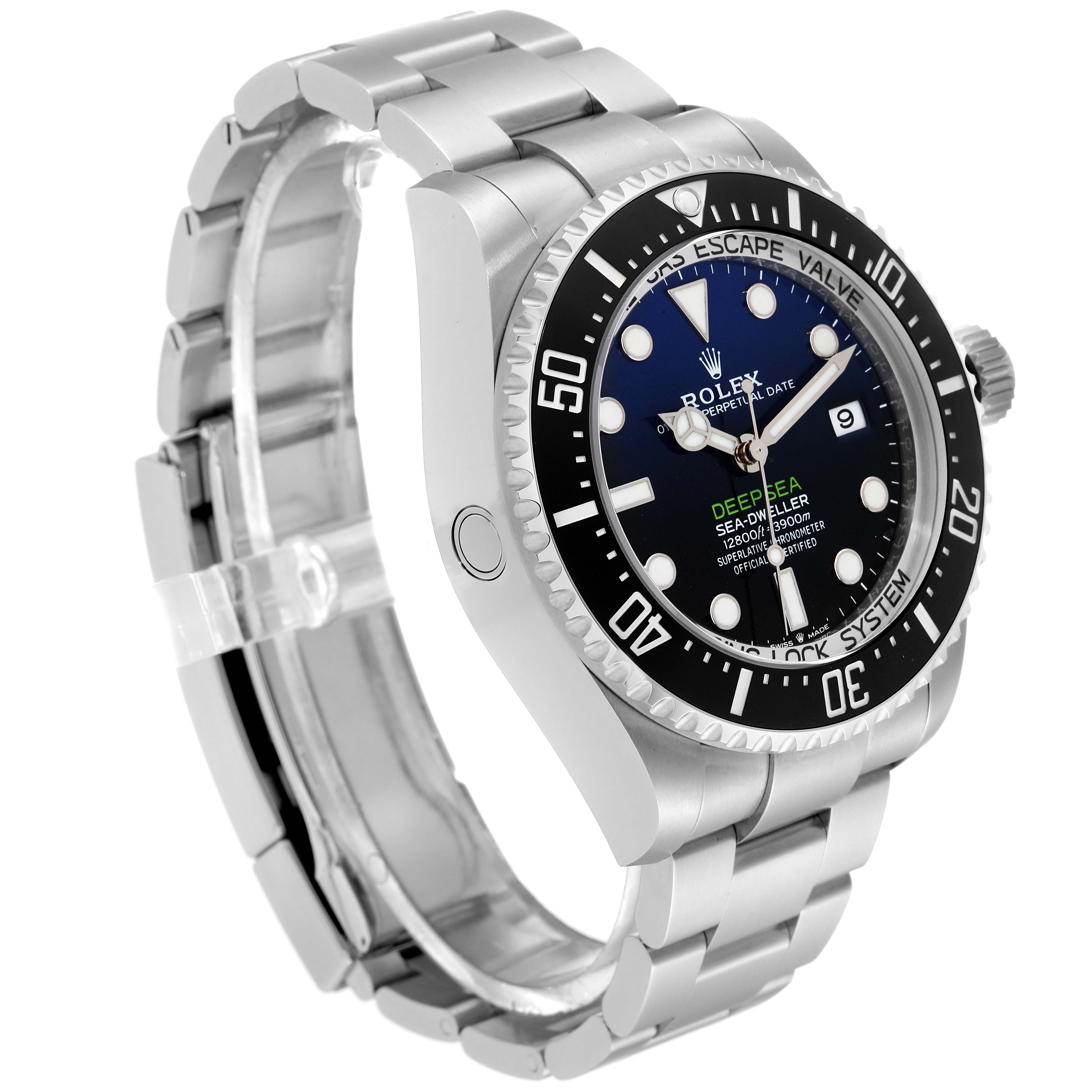 The Rolex Sea-Dweller 136660 Men
s Stainless Steel Black Dial 136660 Men
s Stainless Steel Black Dial watch is shown at a slight angle, highlighting the face, bezel, crown, and metal bracelet.