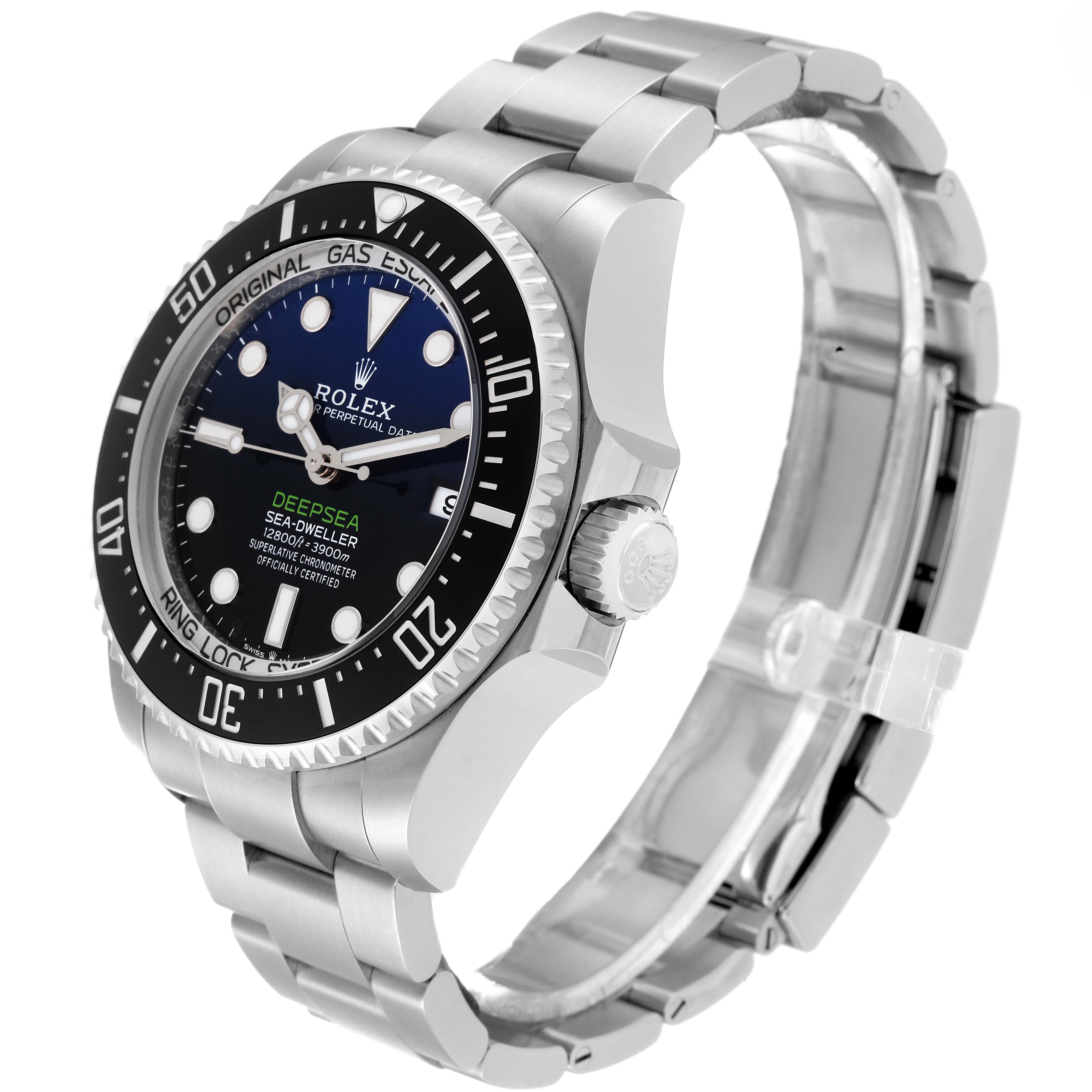 The image displays a Rolex Sea-Dweller 136660 Men
s Stainless Steel Black Dial 136660 Men
s Stainless Steel Black Dial watch at an angle showing its face, bezel, crown, and bracelet.