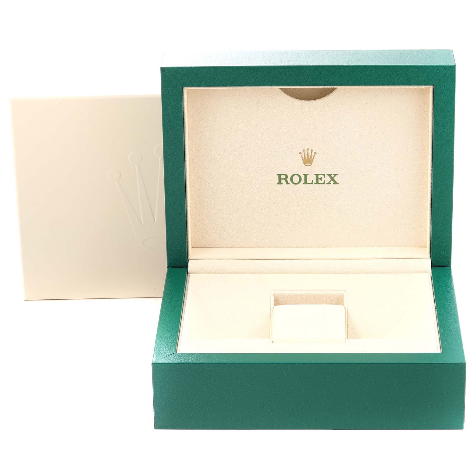 This shows an open Rolex watch box for the Sea-Dweller model, displaying the interior and the brand logo.