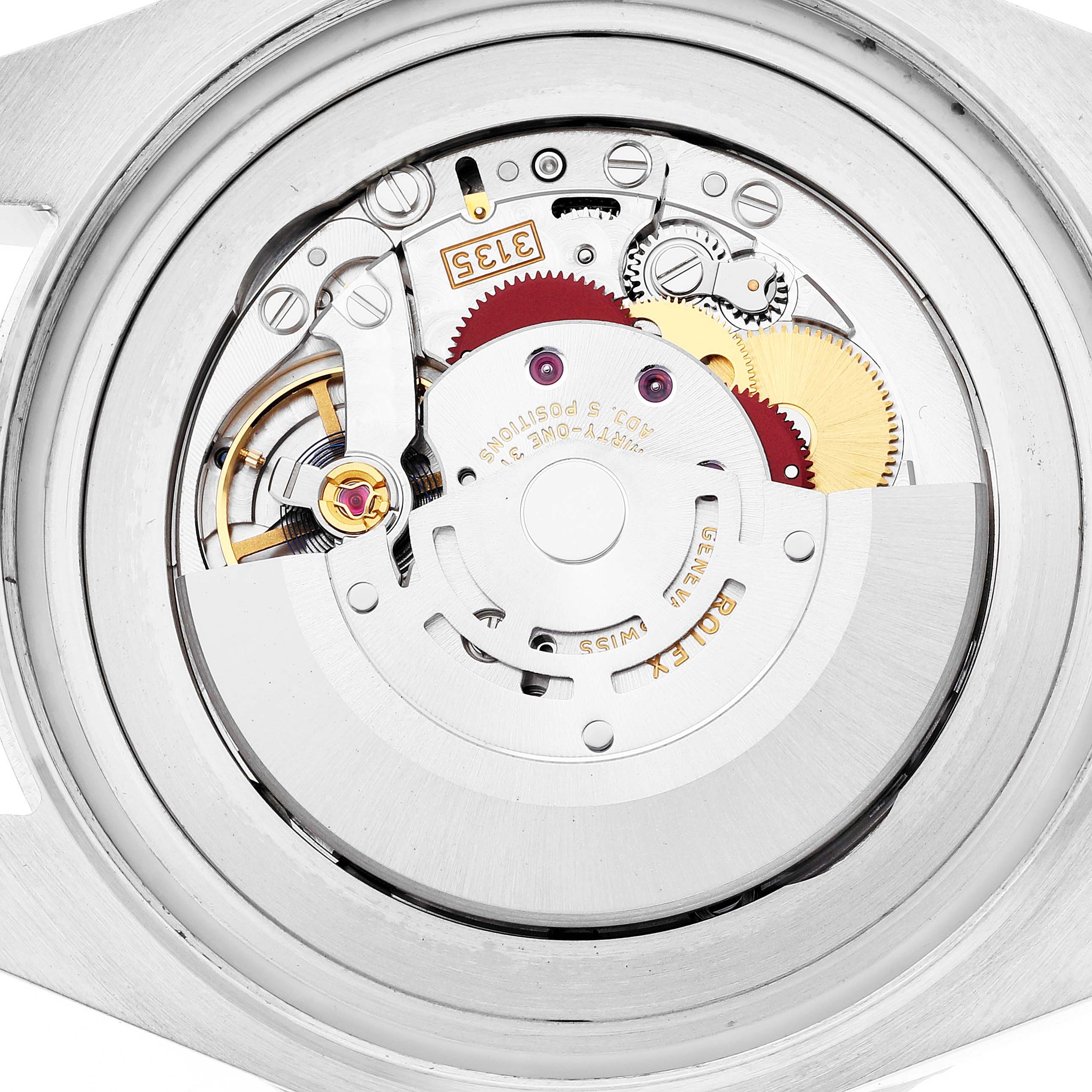 The image shows the internal mechanism of a Rolex Sea-Dweller 116660 Men
s Stainless Steel Black Dial 116660 Men
s Stainless Steel Black Dial watch from a top-down angle.