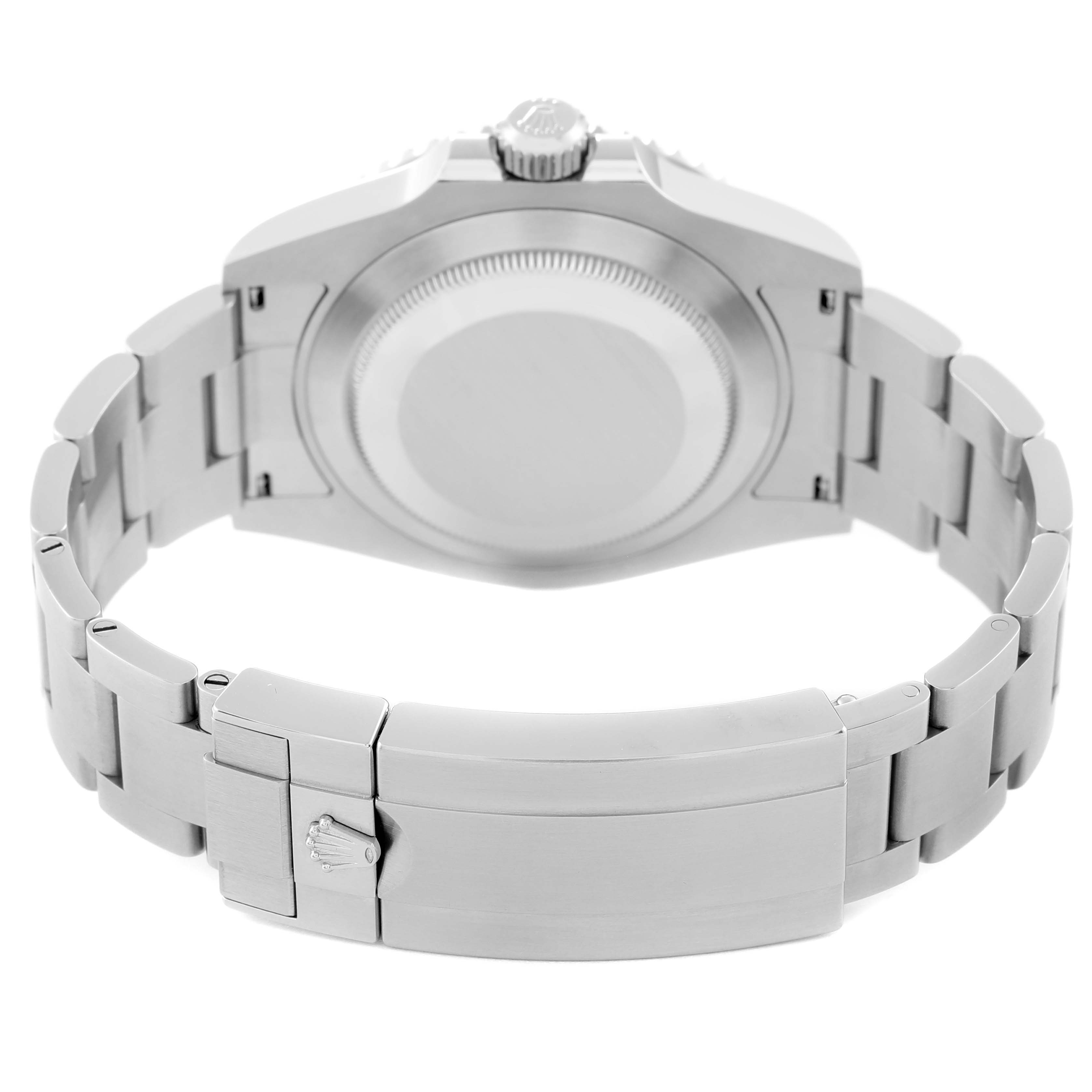 The image shows the back view of a Rolex Submariner 126610 Men
s Stainless Steel Black Dial 126610 Men
s Stainless Steel Black Dial watch, highlighting the clasp, bracelet, and case back.