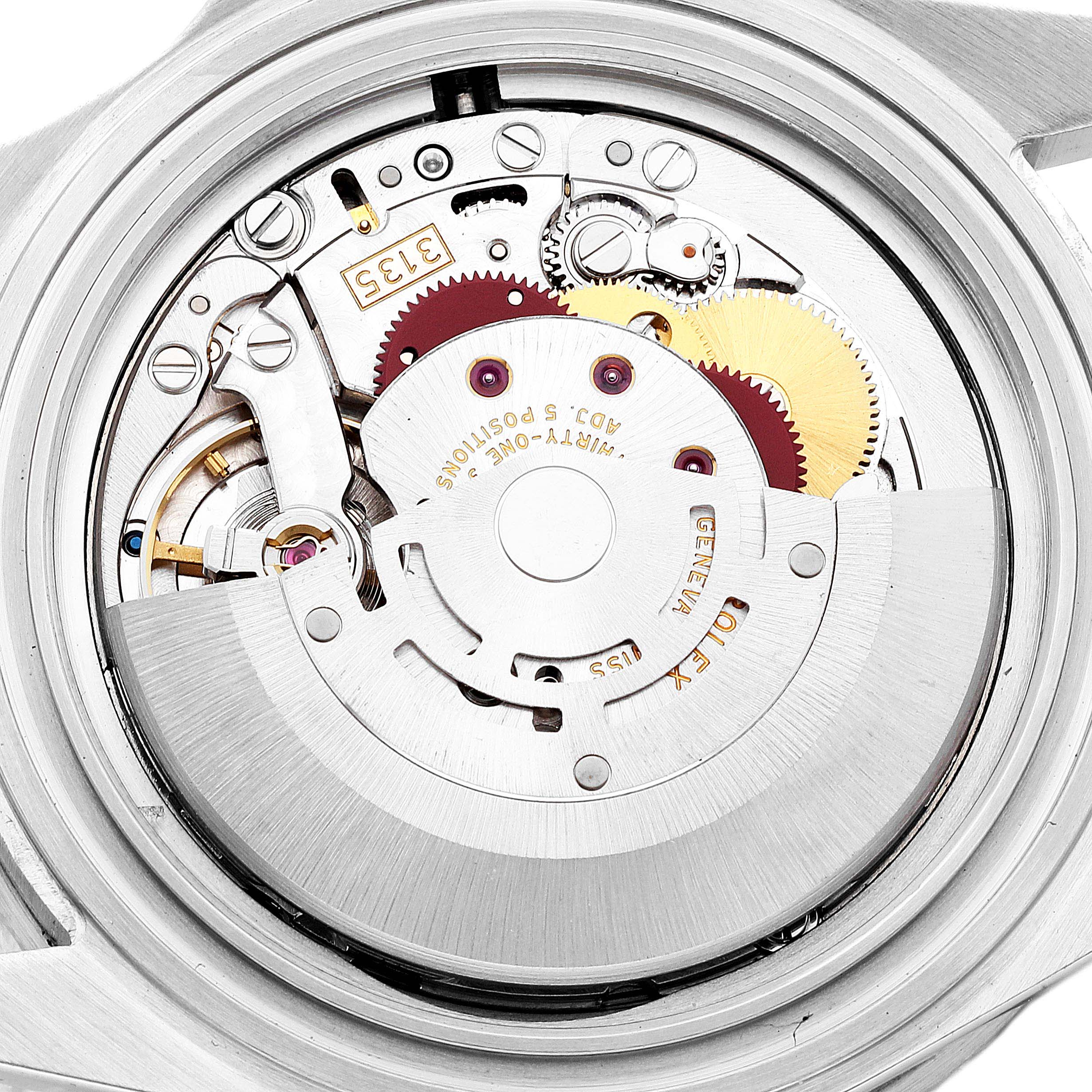 This image shows a close-up view of the movement and internal mechanism of a Rolex Submariner 16610 Men
s Stainless Steel Black Dial 16610 Men
s Stainless Steel Black Dial watch.