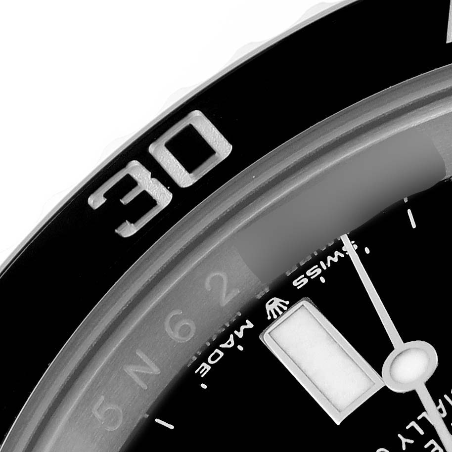 This image shows a close-up of the dial and bezel with the "30" mark on a Rolex Submariner 126610LN Men's Stainless Steel Black Dial 126610LN Men's Stainless Steel Black Dial watch.
