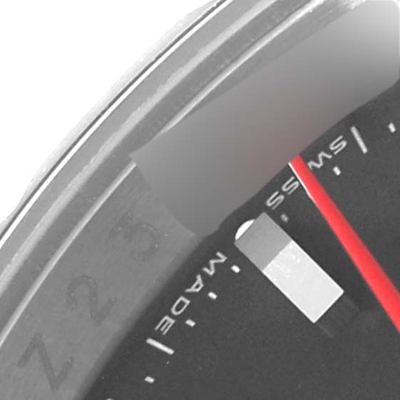 This image shows a close-up of the dial and bezel of the Rolex Turn-o-Graph 116264 Men's Stainless Steel Black Dial 116264 Men's Stainless Steel Black Dial watch.