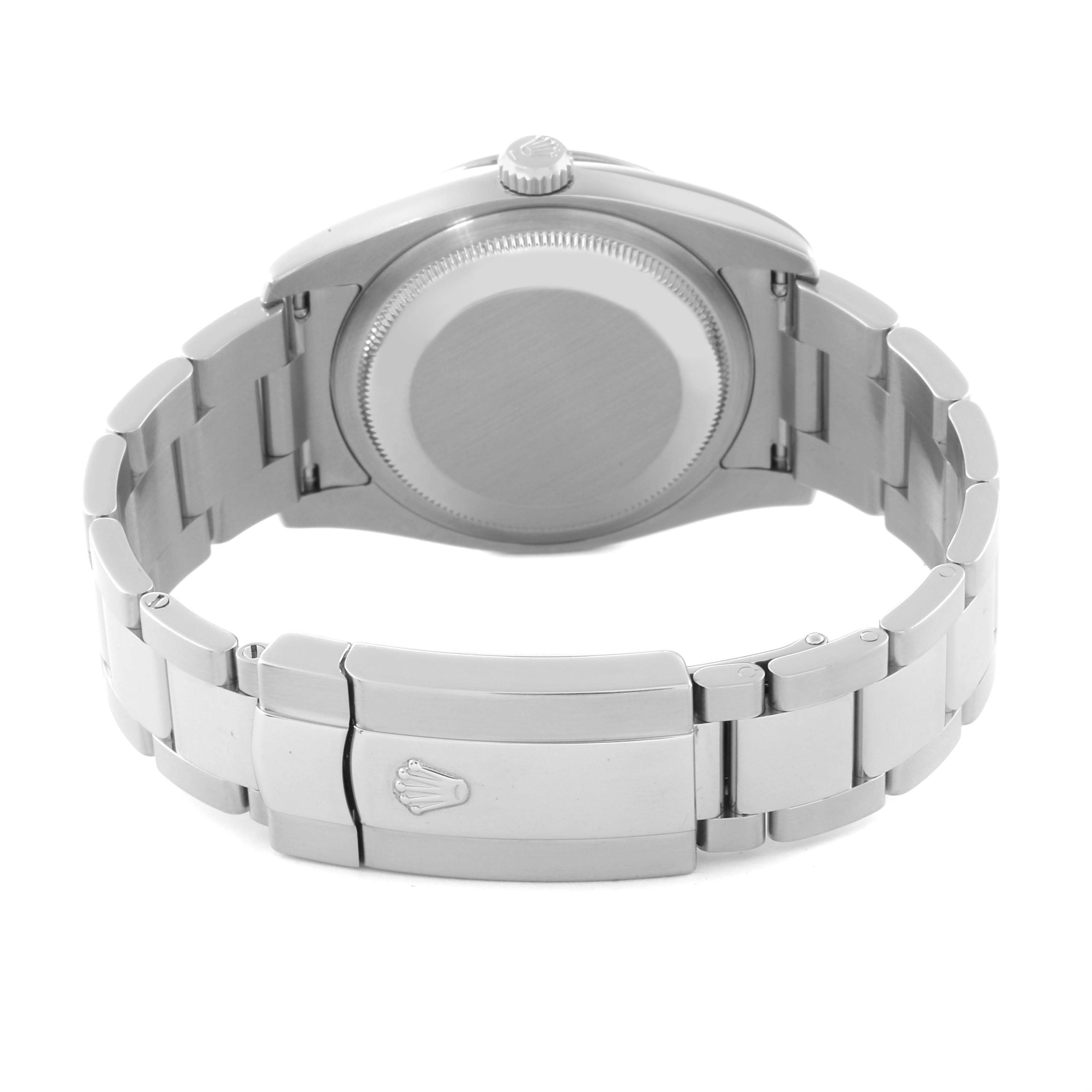 The image shows the back and bracelet of the Rolex Turn-o-Graph 116264 Men's Stainless Steel Black Dial 116264 Men's Stainless Steel Black Dial watch, focusing on the case back and clasp.