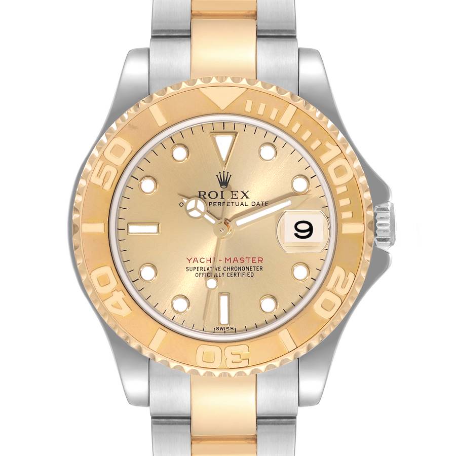 Rolex Yachtmaster 35 Midsize Steel Yellow Gold Mens Watch 168623 Box Papers SwissWatchExpo