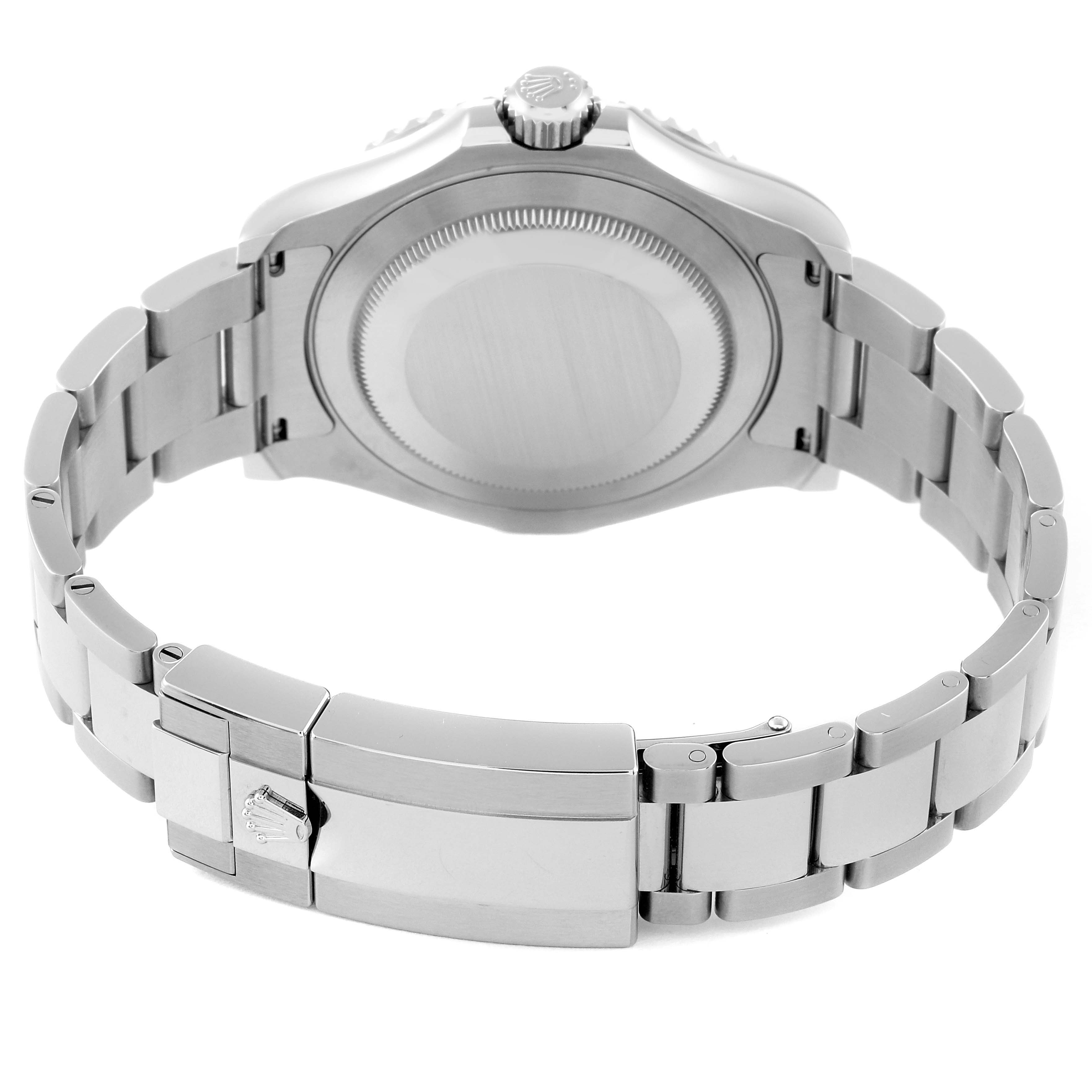 The image shows the back view of the Rolex Yacht-Master 126622 Men's Stainless Steel Grey Dial 126622 Men's Stainless Steel Grey Dial watch, highlighting its bracelet and clasp.