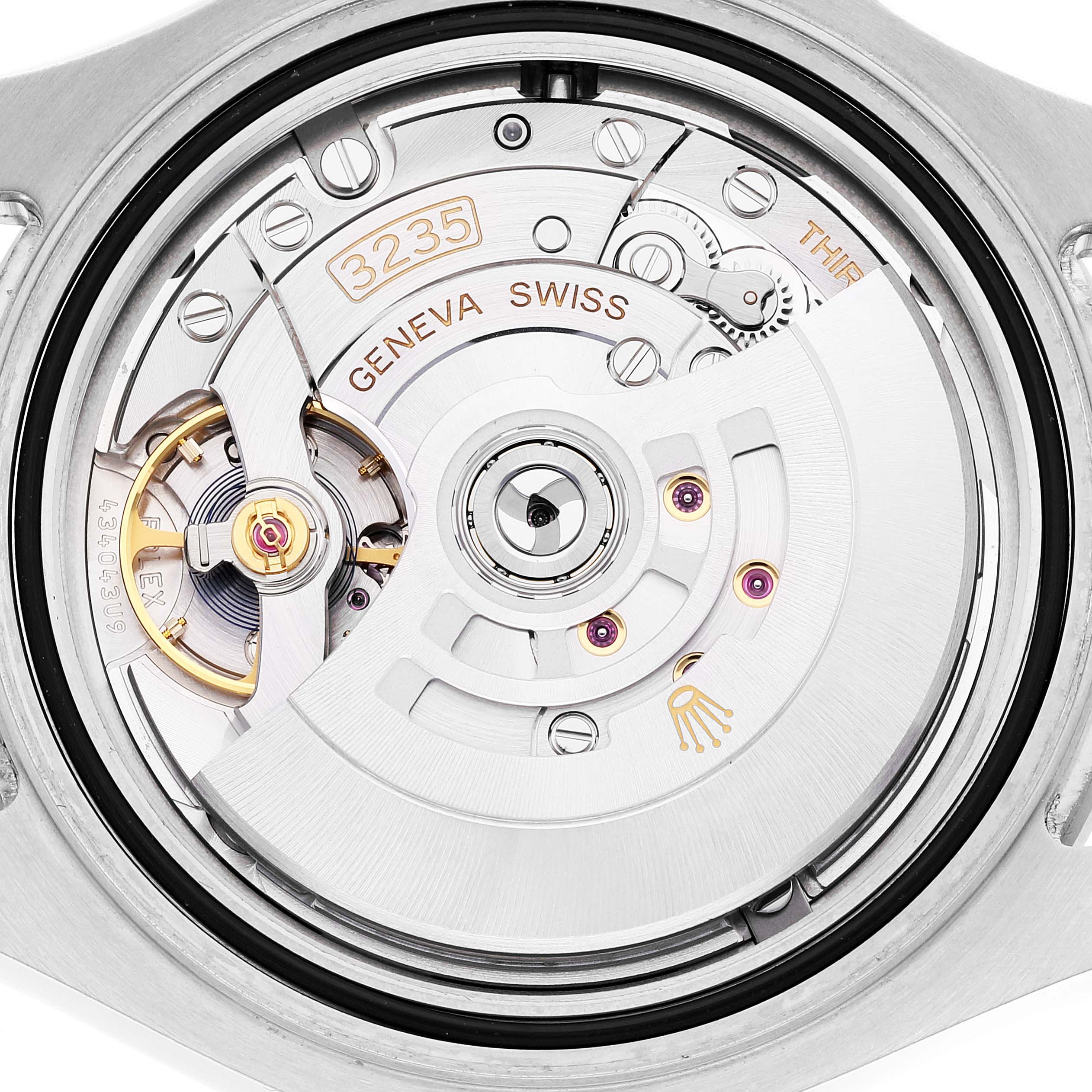 The image shows the internal mechanism of a Rolex Yacht-Master 126622 Men's Stainless Steel Grey Dial 126622 Men's Stainless Steel Grey Dial watch, focusing on the movement.