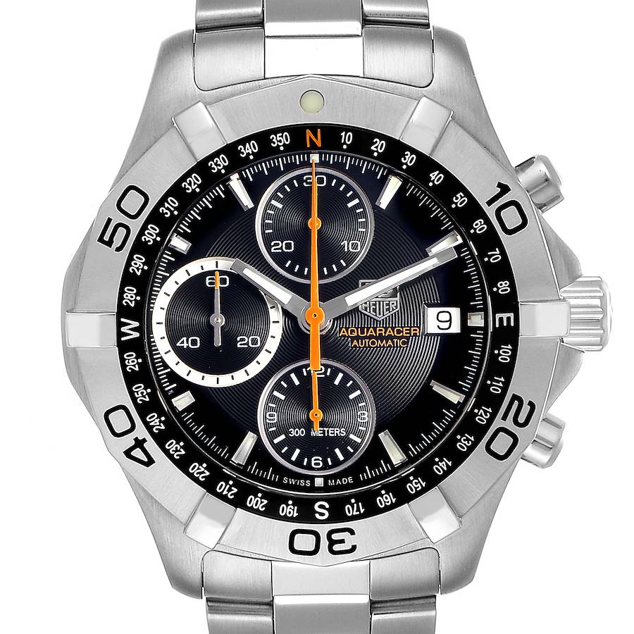 Tag Heuer Aquaracer Black Dial Chronograph Mens Watch CAF2113 Box Card SwissWatchExpo