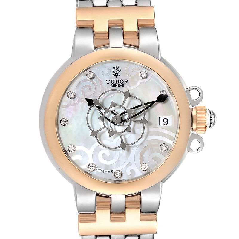 Tudor Glamour Clair de Rose Steel Rose Gold Diamond Ladies Watch 35701 SwissWatchExpo