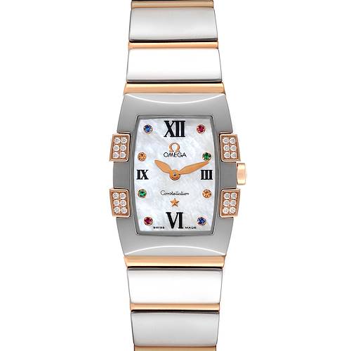 Photo of Omega Constellation Quadrella Steel Rose Gold Mother of Pearl Ladies Watch 1283.79.00 Box Card