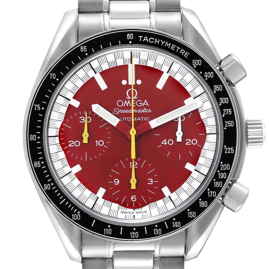 Omega Speedmaster Schumacher Red Dial Steel Mens Watch 3510.61.00 Box Card SwissWatchExpo