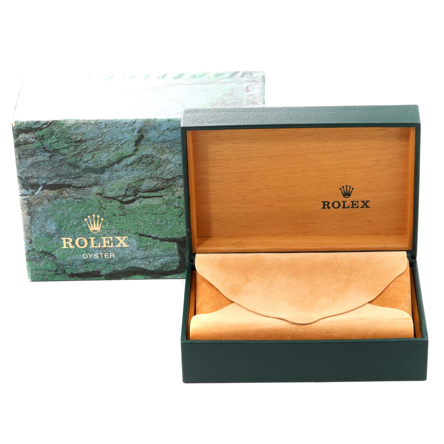 The image shows an open Rolex box for the Air-King model, displaying its interior and packaging materials.